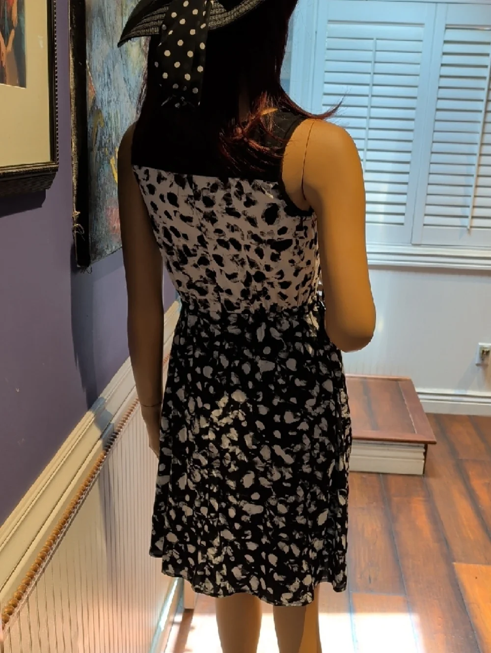 Simply Vera Vera Wang Black & White Printed Sleeveless A-Line Dress - Picture 3 of 7
